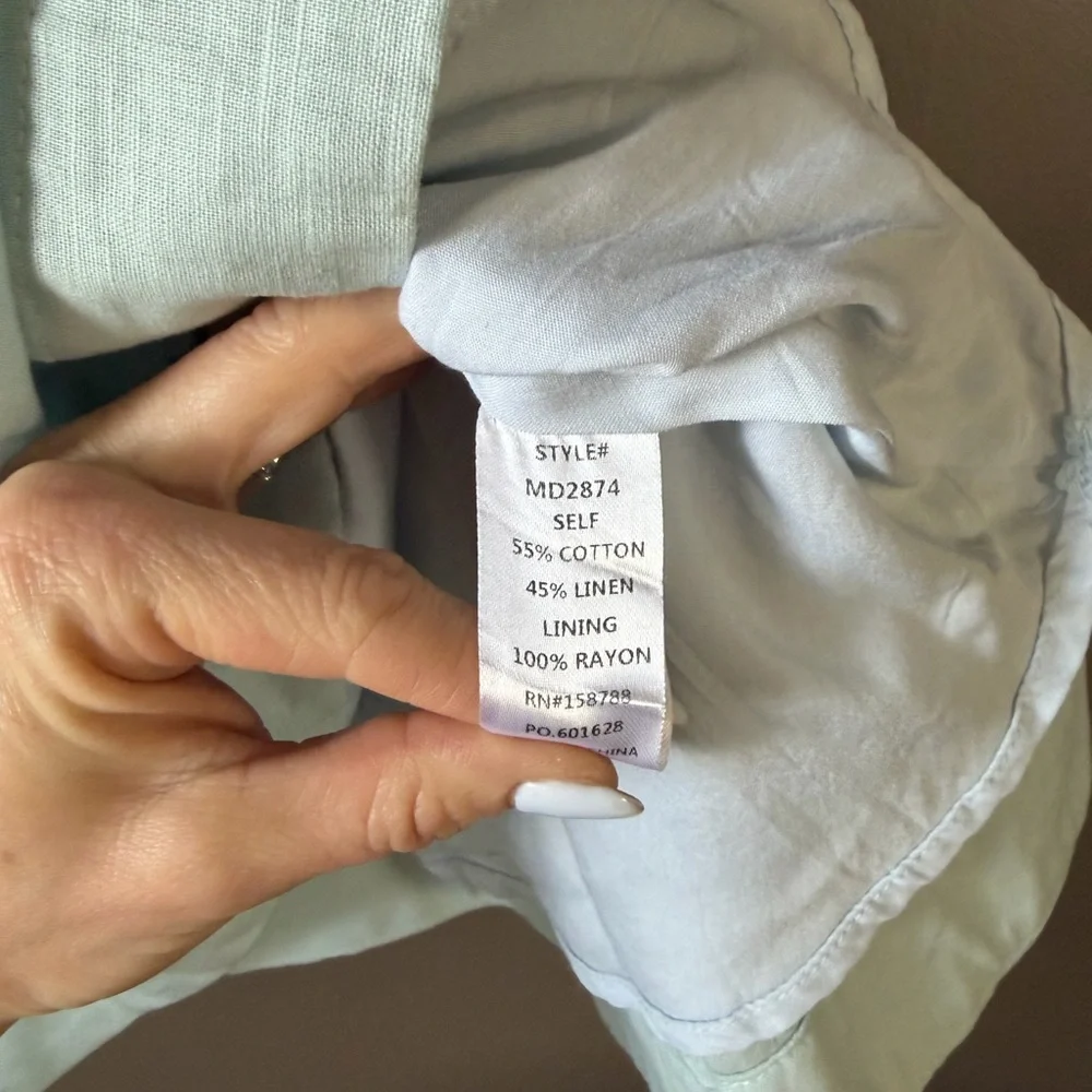 Light Blue Mini Dress with bow straps adjustable size small Mable Anthropologie - Picture 6 of 9